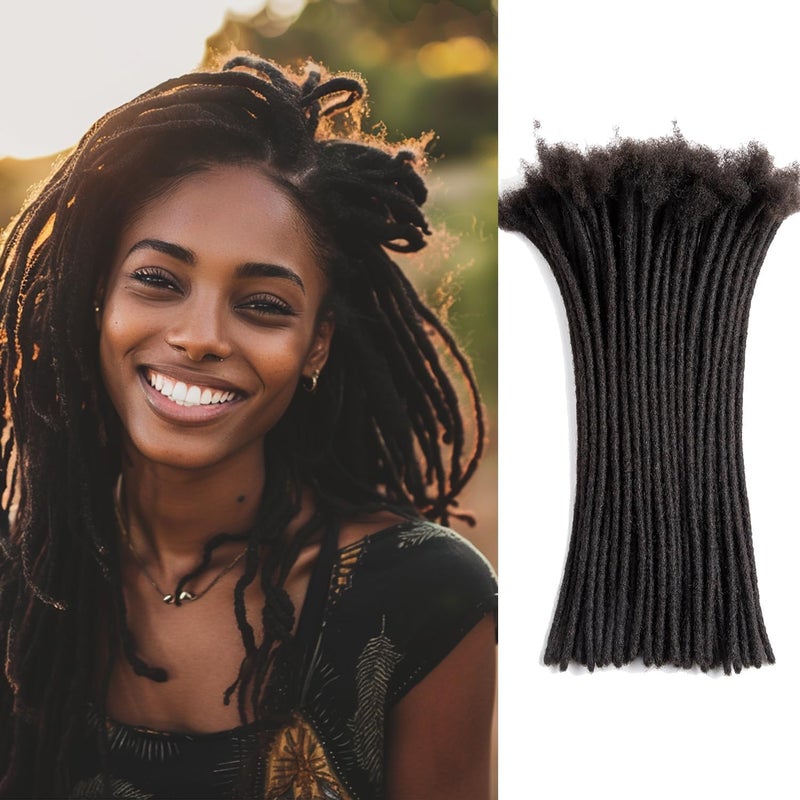 JIAJIA Teresa Dreadlock Extensions Real Human Hair 12 Inch 0.6cm Width Loc Extensions Human Hair 20 Strands Full Hand-made Permanent Locs Extensions for Men/Women/Kids Can Be Dyed and Bleached - Image 1