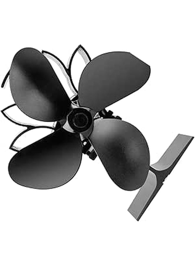 Black Heat Powered Fireplace Fan Overheat Protection Quiet Non Electric Wood Stove - Image 1