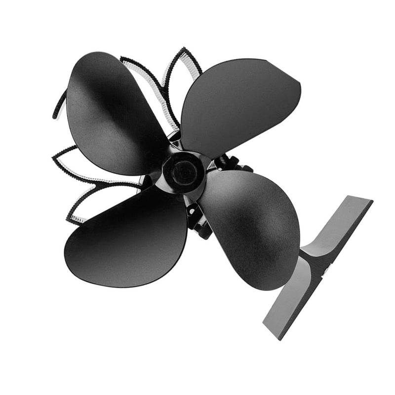 Black Heat Powered Fireplace Fan Overheat Protection Quiet Non Electric Wood Stove - Image 2