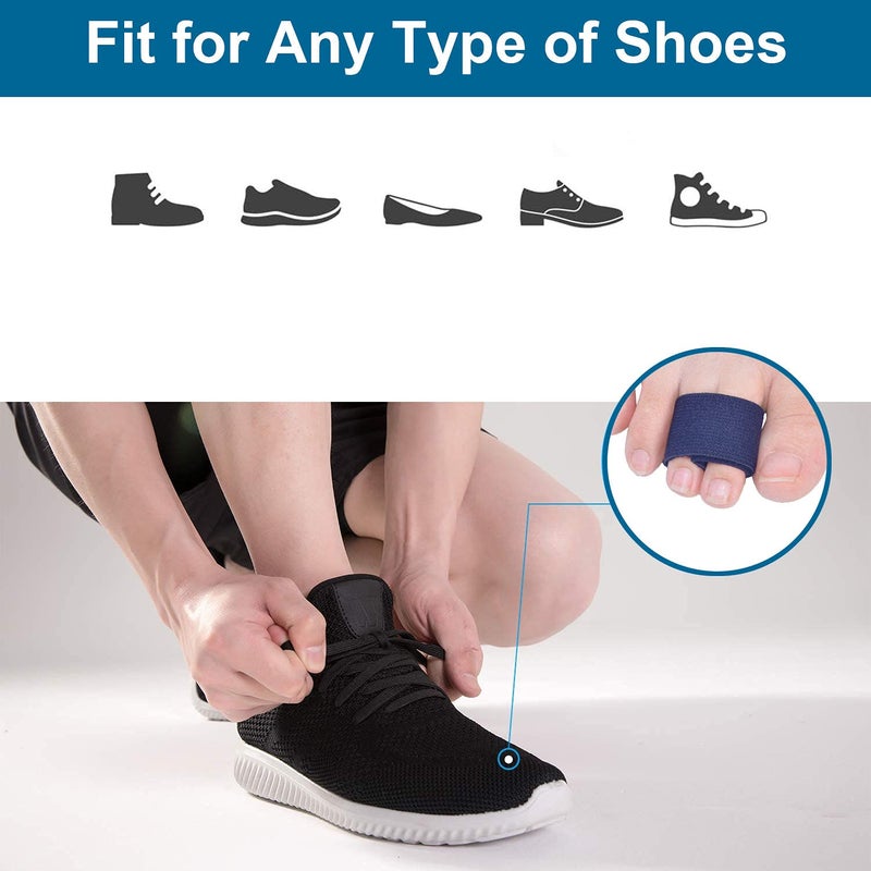 Sumifun دعامة أصابع القدم المرنة من سومي فون - 4 عبوات من لفافات الأصابع لعلاج إصبع القدم المكسور، إصبع القدم المنحني، إصبع القدم المطرقة، ضمادة إصبع القدم لتصحيح وضع إصبع القدم الكبير، دعامة للكسر للرجال أو النساء - Image 4