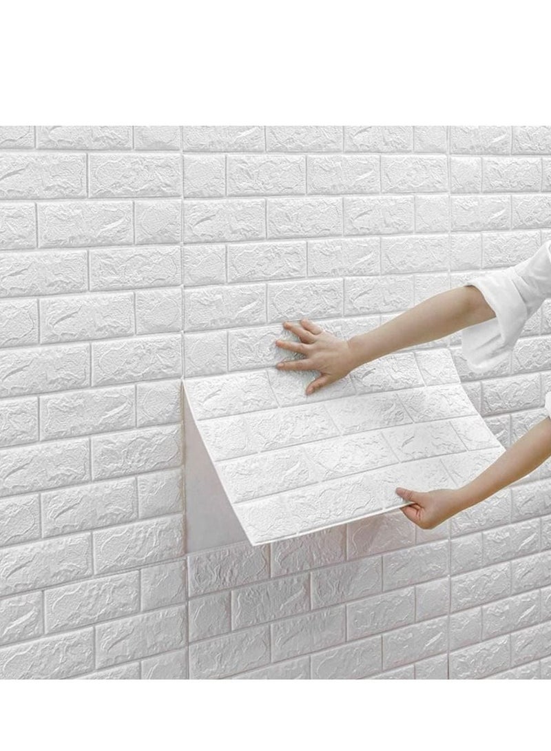 LINGWEI 3D Brick Wall Sticker For Living Room TV Wall White 70x77cm 50pcs - Image 4