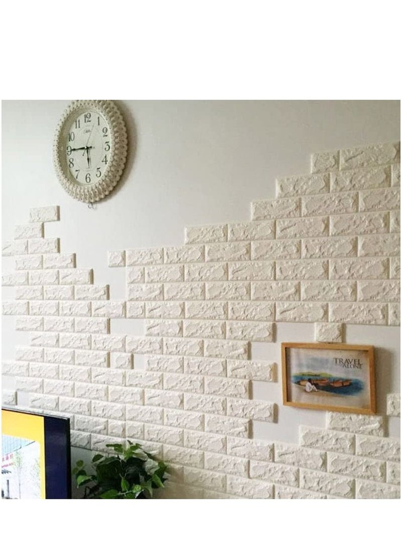 LINGWEI 3D Brick Wall Sticker For Living Room TV Wall White 70x77cm 50pcs - Image 2