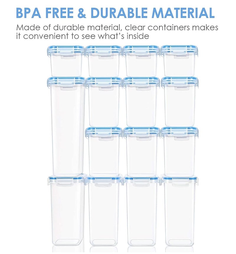 Entity مجموعة حاويات تخزين الطعام محكمة الإغلاق للثلاجة، حاوية بلاستيكية خالية من BPA لتخزين الطعام الجاف (مجموعة من 15 حاوية) - Image 4