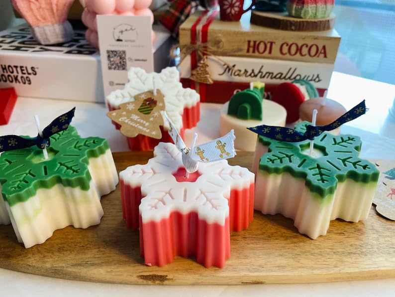 Undy Snowflake Candle Mould Silicone Candle Mould for Candle Making for Christmas Festival Party Gifting Multipurpose Mold for Chocolate Pudding Treat Ice Soap Decoratives (Pack of 1) (Snowflake)
