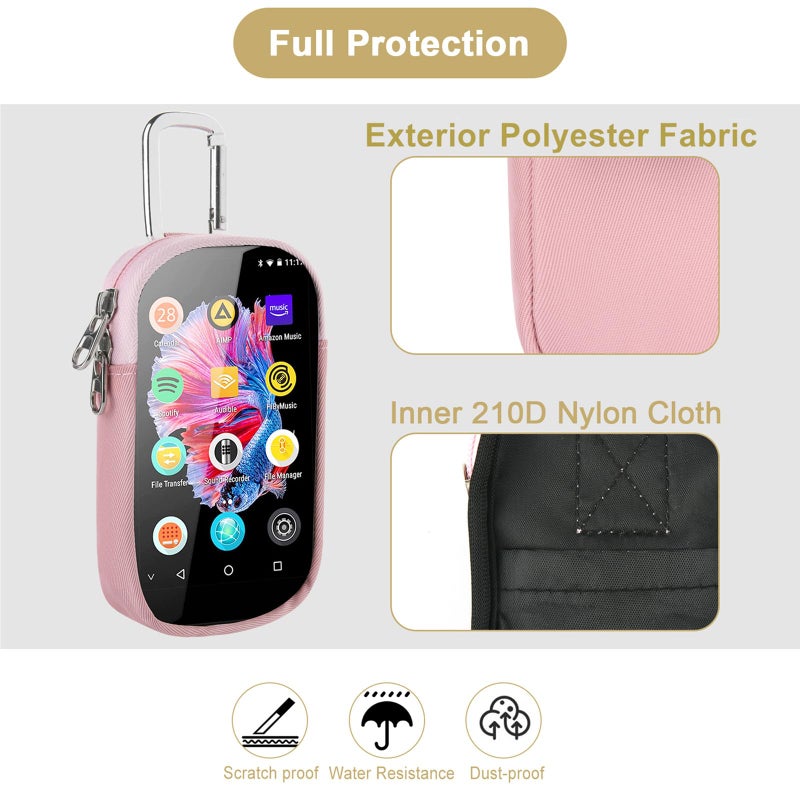 TXEsign MP3 & MP4 Player Carry Case Bag with Clear Window Travel Carrying Case for 4" Touch Screen MP3 MP4 Music Player Case Storage Bag with Inner Pocket for Earphones, USB Cable, Memory Card (Pink) - Image 5