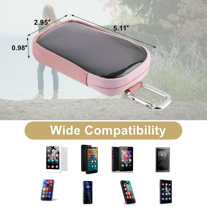 TXEsign MP3 & MP4 Player Carry Case Bag with Clear Window Travel Carrying Case for 4" Touch Screen MP3 MP4 Music Player Case Storage Bag with Inner Pocket for Earphones, USB Cable, Memory Card (Pink) - Image 4
