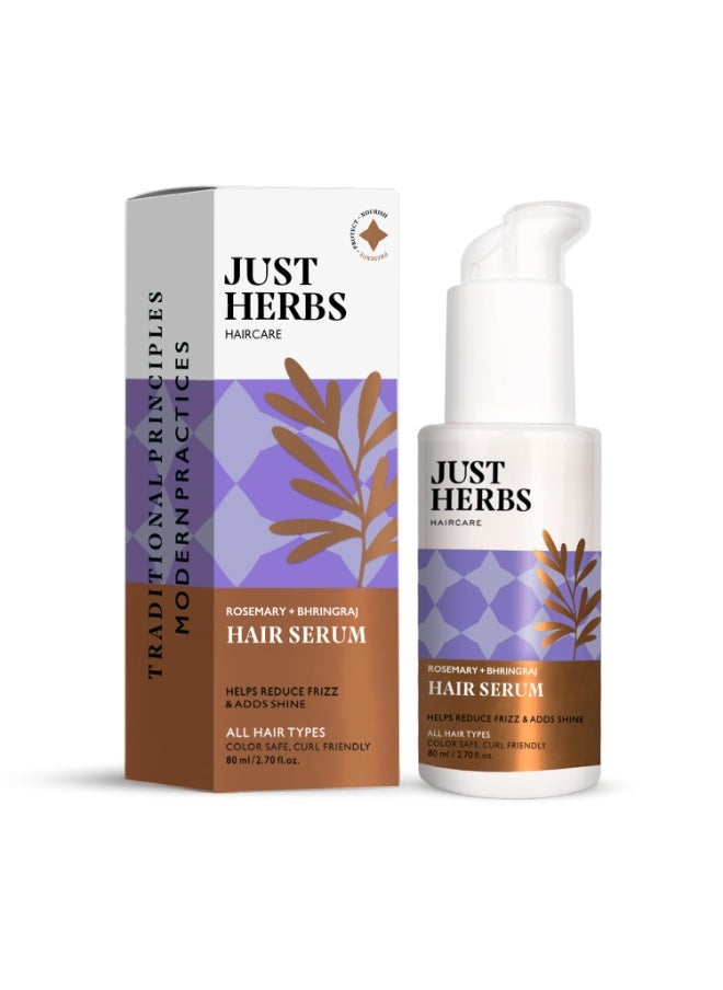 Just Herbs Rosemary Bhringraj Hair Serum for Silky & Smooth Hair | Helps Nourish and Improve Hair health No Harmful Parabens or Silicons 80 ml  - Image 1