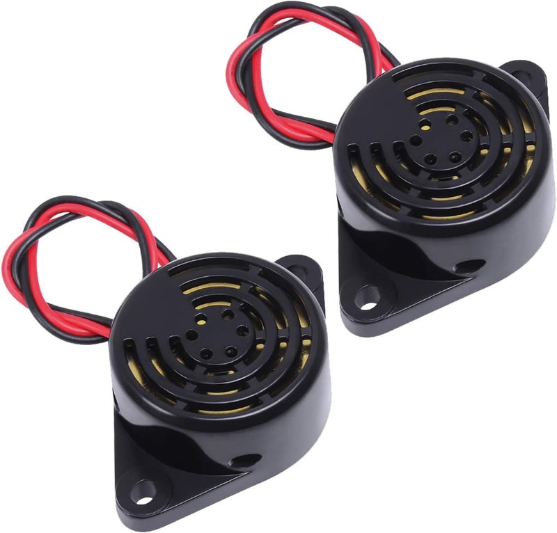 IS 2 PCS Piezo Buzzer, Icstation Buzzer Alarm 12V Electronic Beep Buzzer 100dB Piezo Alarm Siren Continous Sound for Motorcycle Golf Cart Vehicles Car Alarm - Image 1