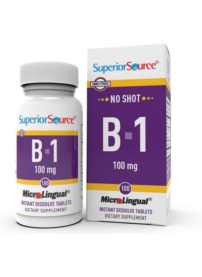 Superior Source Superior Source B-1 100 mg - Vitamin B Supplement Supports Healthy Energy & Growth - Nervous & Digestive System Support Formula with Thiamin - 100 Sublingual Dissolving Tablets  - Image 1