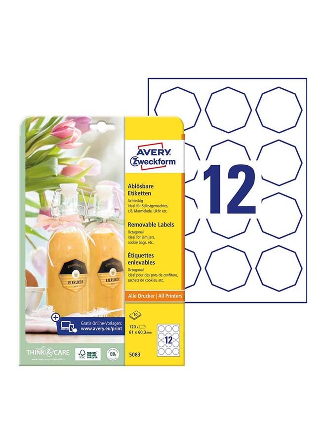 AVERY ملصقات قابلة للإزالة 6 سم ثمانية الأضلاع 5083 10 قطع