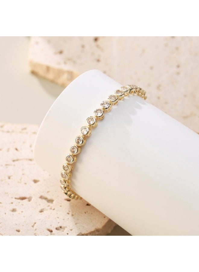 FANZE Classic Tennis Bracelets for Women 3-5MM Cubic Zircon 14K Gold Sliver Plated Bracelet AdjustableTrendy Jewelry Gift for Holiday 6.5-7.5 Inch, 19.1cm, Cubic Zirconia Brass, Cubic Zirconia - Image 5