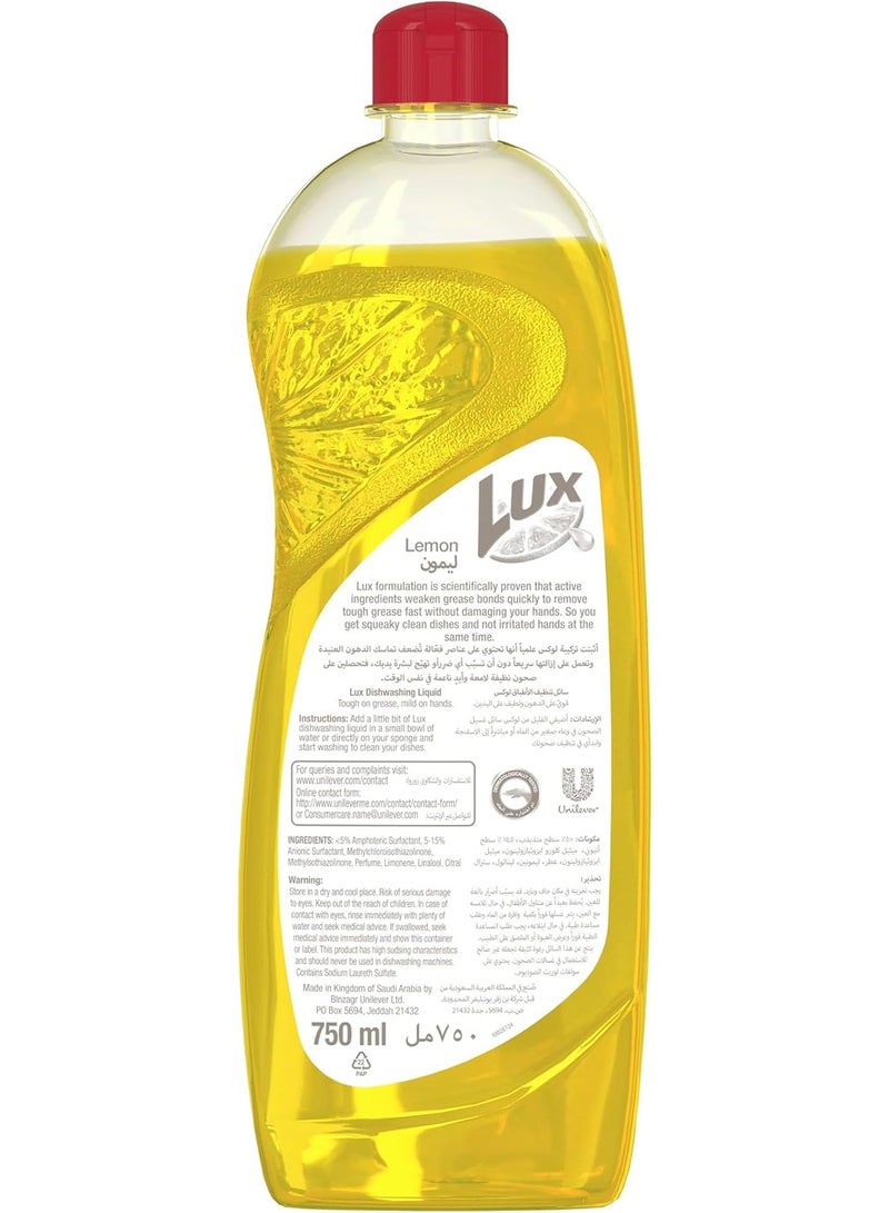 لوكس قوي على الشحوم، لطيف على اليدين: سائل غسل الصحون بالليمون من لكس، عبوة مزدوجة (2 × 750 مل) - Image 3