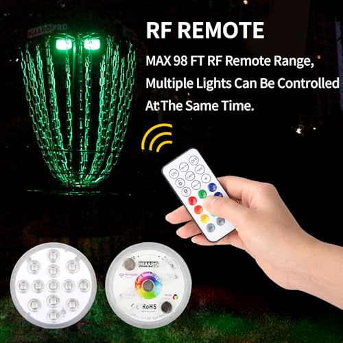 HIAARO LED Disc Golf Baskets Light 2 Pack with Magnetic Attachment RF Remote Control Waterproof Multi Colored Adjustment Modes for Disc Golf Night Practice - Image 3