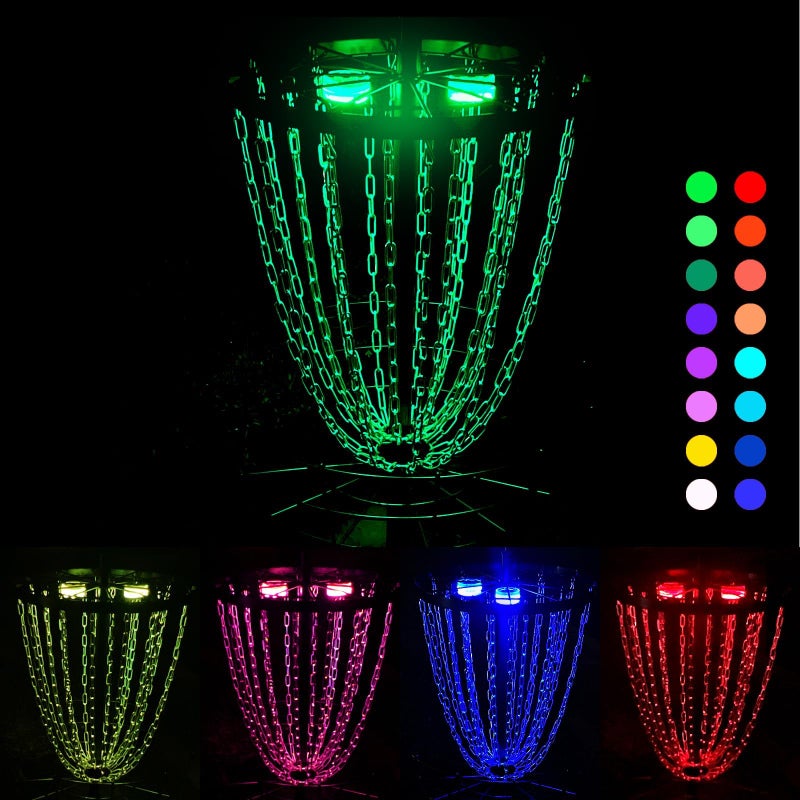 HIAARO LED Disc Golf Baskets Light 2 Pack with Magnetic Attachment RF Remote Control Waterproof Multi Colored Adjustment Modes for Disc Golf Night Practice - Image 2