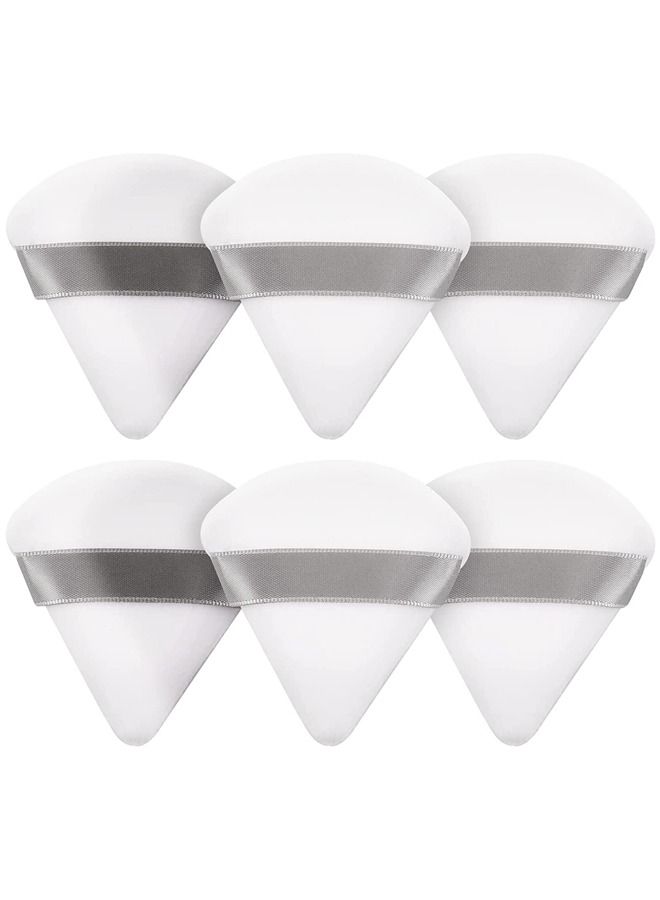 6-Pcs Soft Velvet Face Makeup Triangle Powder Puff White 7x7.2CM - Image 1