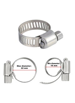 Duravel Duravel Stainless Steel Hose Clamps, Adjustable Worm Drive,(Pack-Of 10, 16-22mm)  - Image 2