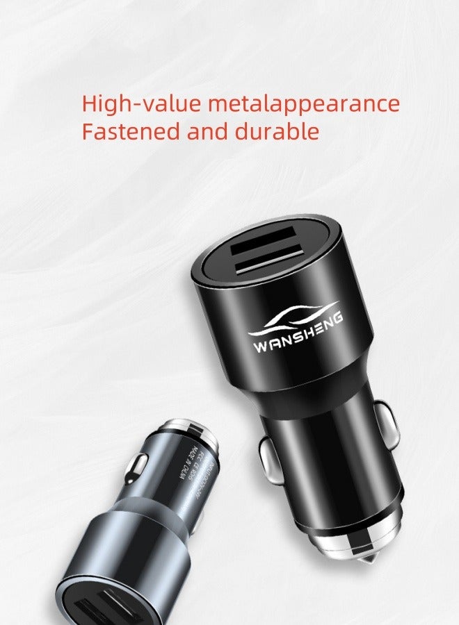 4.8A Fast Charging Metal Dual USB Car Charger High power suitable for large and small cars to meet daily needs of charging, black  - Image 1