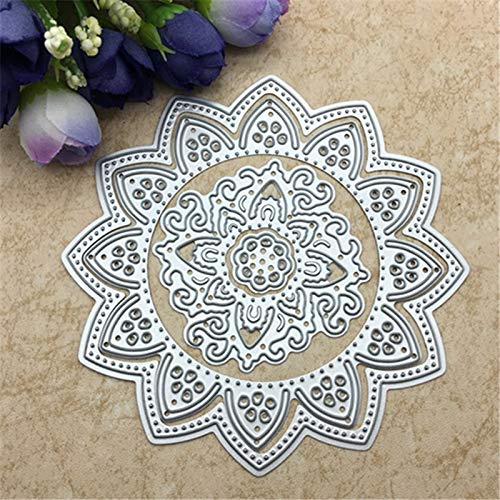 3pcs Flower Doily Metal Die CutsRound Rose Flower Cutting Dies Cut Stencils for DIY Scrapbooking Album Decorative Embossing Paper Dies for Card Making