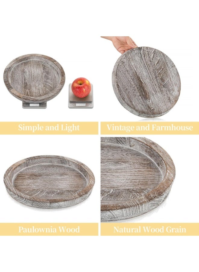 Relex Wooden Decorative Serving Tray, Coffee Serving Tray, Rustic Round Centerpiece Candle Holder Trays, Whitewashed Plate Decor for Farmhouse Kitchen and Table Decor and Dining Room - Image 5