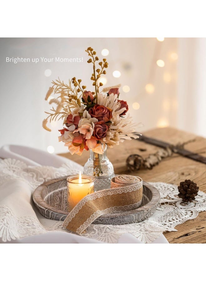 Relex Wooden Decorative Serving Tray, Coffee Serving Tray, Rustic Round Centerpiece Candle Holder Trays, Whitewashed Plate Decor for Farmhouse Kitchen and Table Decor and Dining Room - Image 4