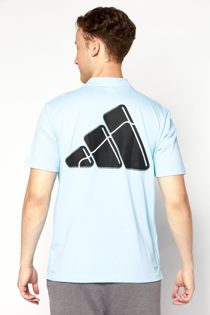 Adidas Men Sportswear Fit Short Sleeve Training Polo Shirt, Sky Blue/Black  - Image 2