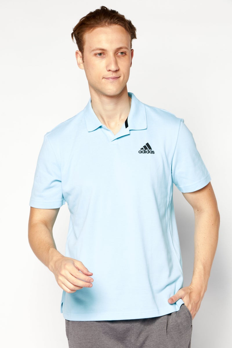 Adidas Men Sportswear Fit Short Sleeve Training Polo Shirt, Sky Blue/Black  - Image 1