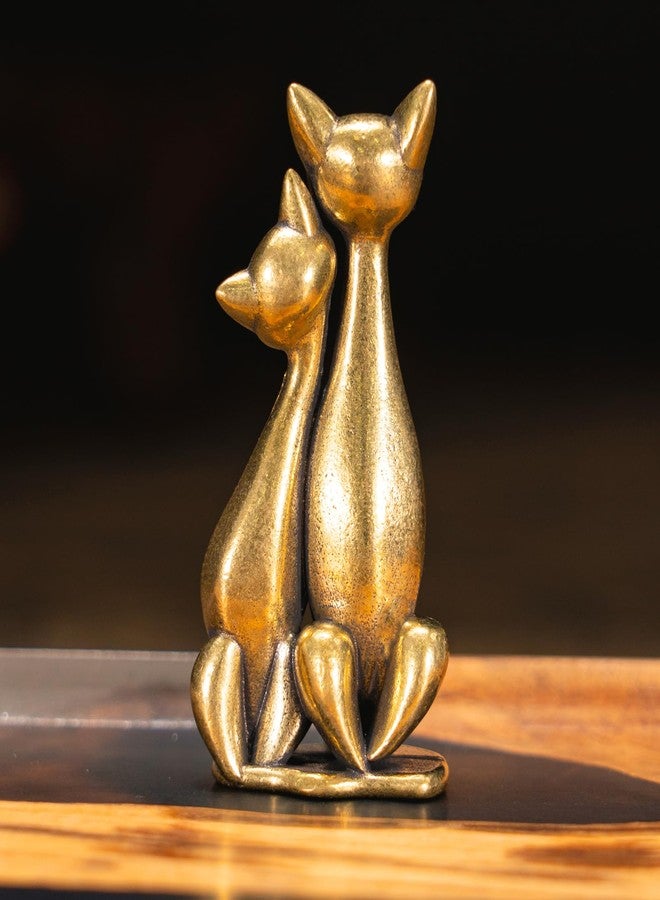 chovy تماثيل قطط تشوفي، قطعة فنية منحوتة من النحاس العتيق، قطط متشابكة محبة، ديكور مثالي للمنزل أو المكتب أو المقهى. مثالية للعرض على الرف أو غرفة المعيشة أو المكتب - Image 3