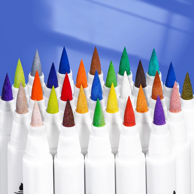 Arrtx 30 Colors Acrylic Paint Pens for Rock Painting, Extra Brush Tip, Water Based Paint Markers for Stone, Glass, Easter Egg, Wood and Fabric Painting-No Toxic,No Odor 30B - Image 2
