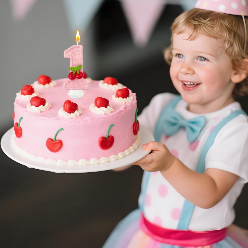 Zailo Cherry Number Birthday Cake Candles, Cherry Theme Party Decoration Supplies, Cake & Cupcake Decoration Gifts (Number 1) - Image 5
