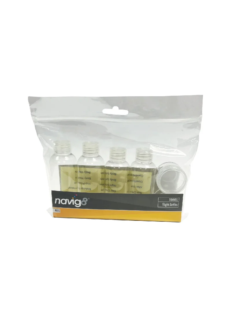 Matalan Navig8 6 Pack Flight Travel Bottles (17.5cm x 21cm x 4cm)