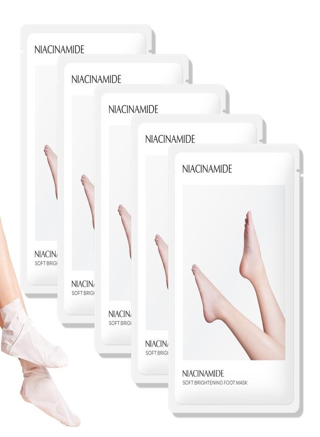 FREEORR 5 Pairs Foot Mask with Niacinamide, Deeply Moisturizing Hydrating Foot Masks for Dry Cracked Skin with Shea Butter, Dead Skin Remove, Easy to Use Exfoliating Socks Design for Women Men - Image 1