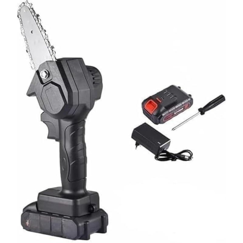 Heavy Duty 48V Cordless Electric Chain Saw With 2000mAh Battery 160W Motor One Hand Portable Mini Chainsaw For Tree Branch Pruning Wood Cutting Fast Charging With Safety Button Lock