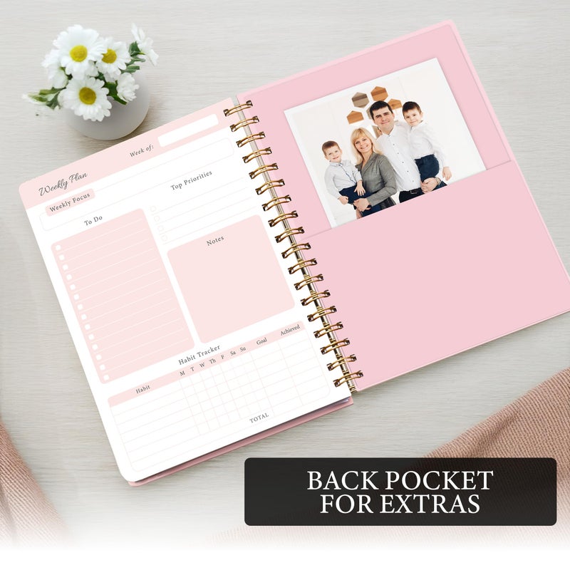 Only Zest Undated Weekly Planner â€“ Minimalist Daily Planner Notebook for Work, Home & Daily Writing | Simple Matte Planner for Goals, Appointments, Notes & Productivity, Elegant Cardstock Pages, Pink - Image 4