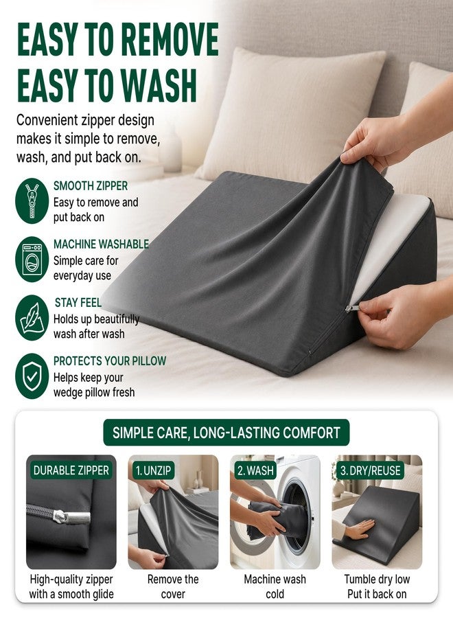 PlanetofBamboo Bamboo Viscose Wedge Pillow Case Cover 24" W x 24" L x 10" H, Moisture-Wicking, Cooling and Breathable Wedge Pillow Cover with Zipper - Image 5