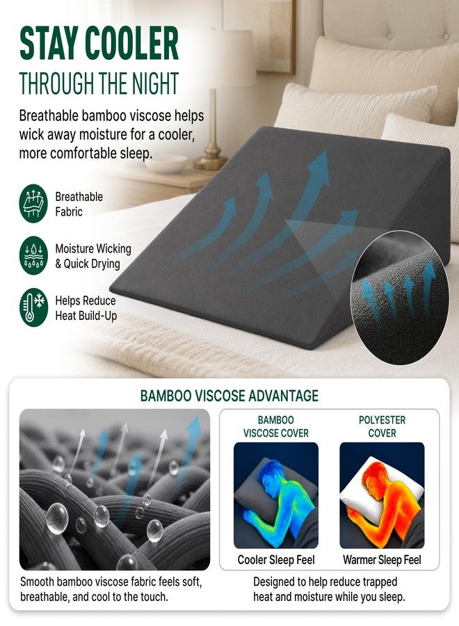 PlanetofBamboo Bamboo Viscose Wedge Pillow Case Cover 24" W x 24" L x 10" H, Moisture-Wicking, Cooling and Breathable Wedge Pillow Cover with Zipper - Image 3