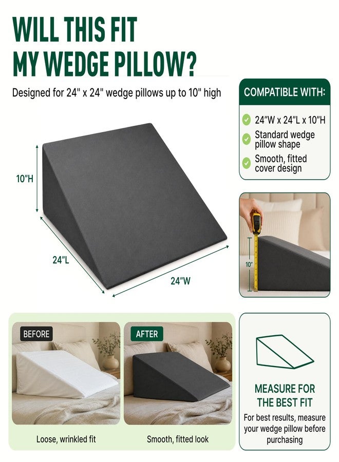 PlanetofBamboo Bamboo Viscose Wedge Pillow Case Cover 24" W x 24" L x 10" H, Moisture-Wicking, Cooling and Breathable Wedge Pillow Cover with Zipper - Image 2