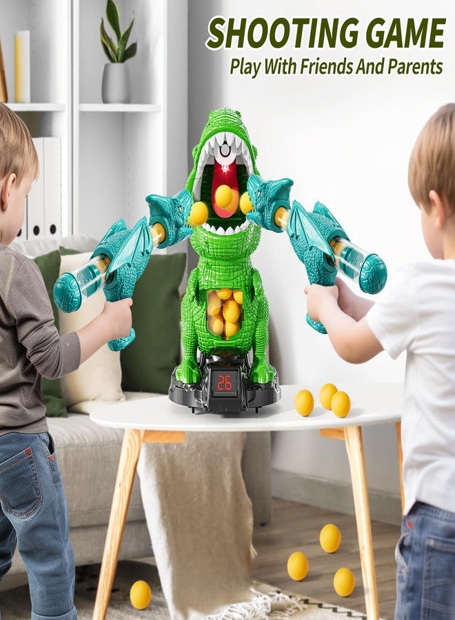 JUKUDAHU Dinosaur Shooting Boy Toys for Kids Age 3 4 5 6 7 8 - Moveable Shooting Game with Scoreboard, Light and Sound, 12 Foam Balls, Boy Toddler Toys 5-7 6-8 8-10, Competition Game Gifts (Green) - Image 5