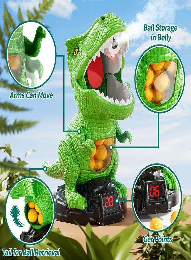 JUKUDAHU Dinosaur Shooting Boy Toys for Kids Age 3 4 5 6 7 8 - Moveable Shooting Game with Scoreboard, Light and Sound, 12 Foam Balls, Boy Toddler Toys 5-7 6-8 8-10, Competition Game Gifts (Green) - Image 3
