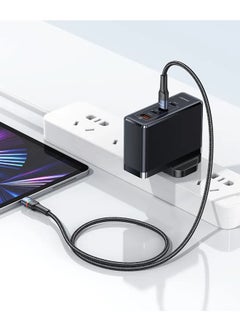 Usams شاحن GaN بقوة 100 وات لأجهزة الكمبيوتر المحمولة والهواتف المحمولة مع 3 منافذ USB-C و1 منفذ QC3.0 USB-A، الشاحن السريع الأفضل لأجهزة iPhone 14 و13 Pro وXiaomi وSamsung وMacbook  - Image 5