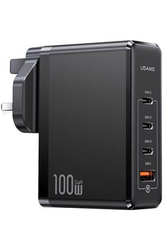 100W GaN Charger For Laptop Mobiles with 3 USB-C and 1 QC3.0 USB-A Ports The Ultimate Fast Charger for iPhone 14, 13 Pro, Xiaomi, Samsung, and Macbook