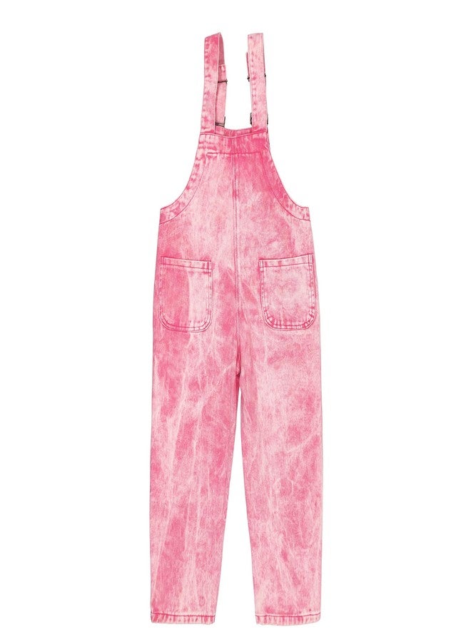 Peacolate 4-16Years Girls Pink Embroidered Denim Overalls Denim Jumpsuits & Rompers Big Girls Pants, Pink, 6-7 Years - Image 3