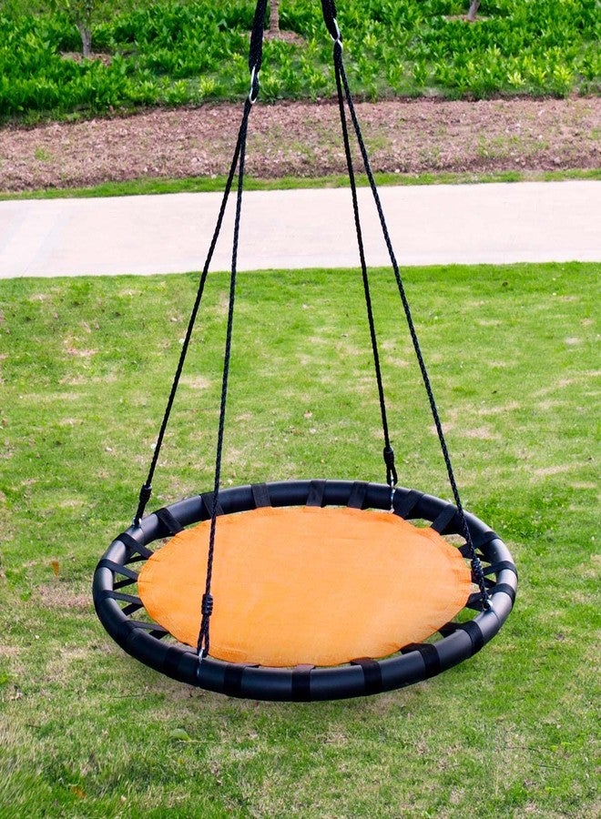 Clevr 40" Tree Net Teslin Web Saucer Round Swing, Detachable 360 Degree Spin Swivel Hanging Hardware & Adjustable 71" Height Rope, 600 lbs Limit, Orange & Black - Image 1