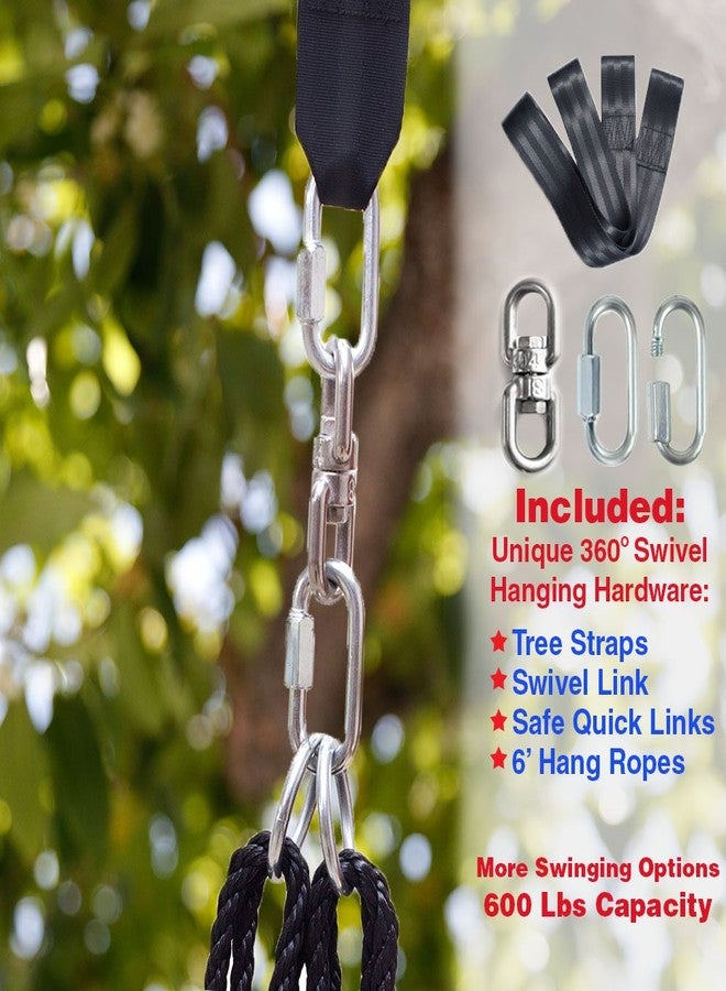 Clevr 40" Tree Net Teslin Web Saucer Round Swing, Detachable 360 Degree Spin Swivel Hanging Hardware & Adjustable 71" Height Rope, 600 lbs Limit, Orange & Black - Image 4