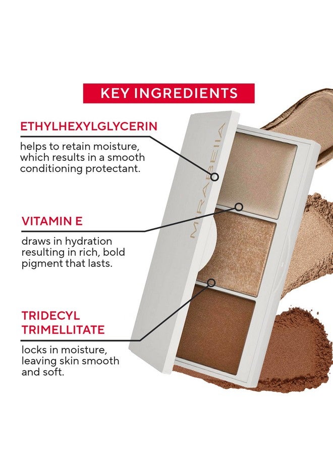Mirabella Megastar Pro Face Trio Powder Contour Palette With Bronzer Powder & Cream Highlighter, Lightweight & Buildable Color Contour Makeup Creates A Flawless, Sculpted Look For All Skin Types - Image 4