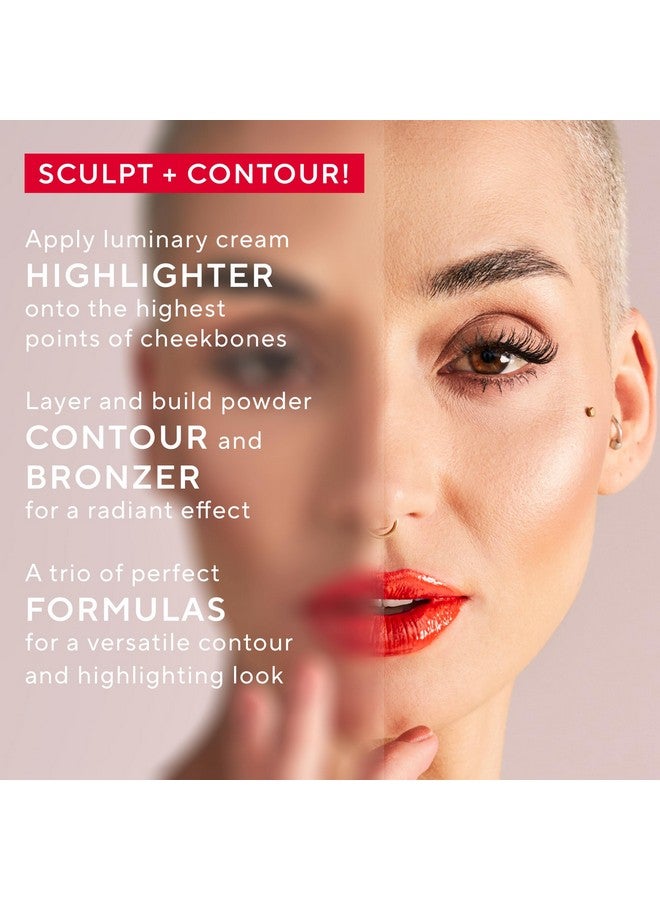 Mirabella Megastar Pro Face Trio Powder Contour Palette With Bronzer Powder & Cream Highlighter, Lightweight & Buildable Color Contour Makeup Creates A Flawless, Sculpted Look For All Skin Types - Image 3