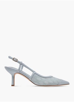 ELLE Women's Monogram Print Slingback Shoes with Buckle Closure and Kitten Heels  - Image 3