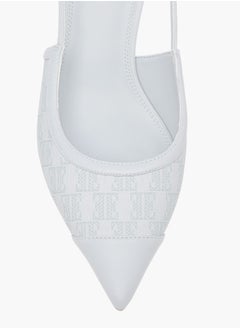 ELLE Women's Monogram Print Slingback Shoes with Buckle Closure and Kitten Heels  - Image 4