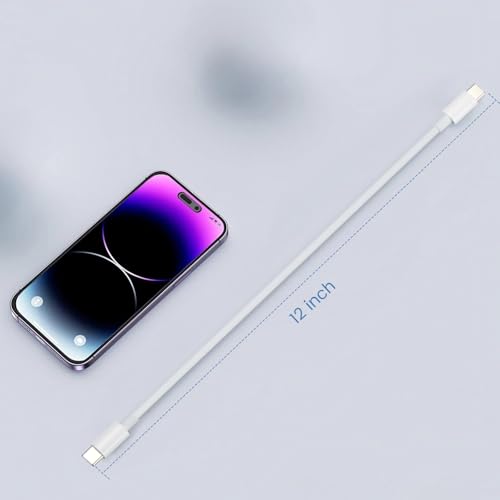 Smays White Fast Charging Cable for iPhone 16/15 Pro Max, Samsung Galaxy S23, Google Pixel 6/7/8, and Android Devices - 10-Inch Short USB C to USB C Cable - Image 2