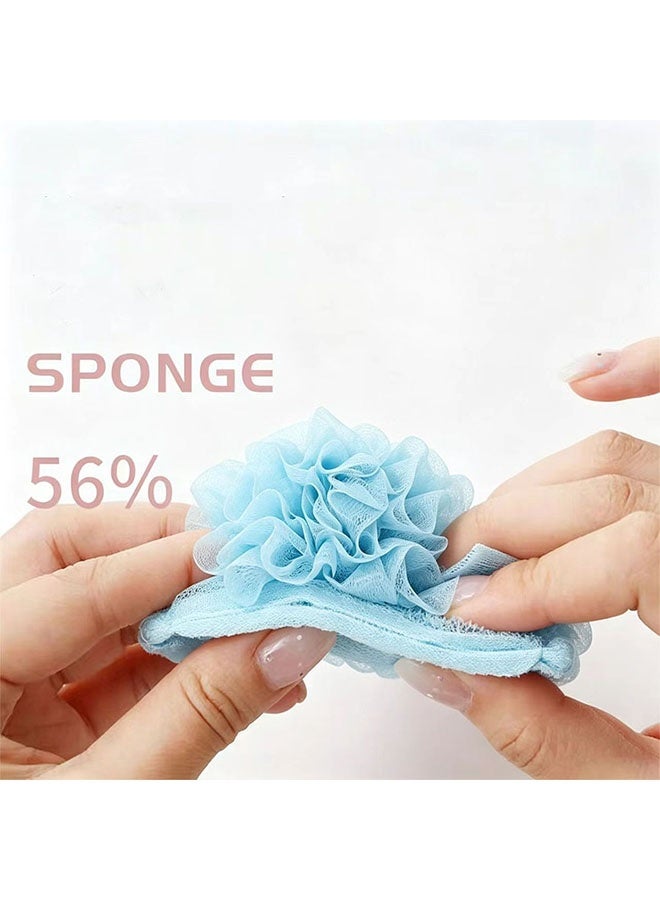 3pcs تقشير طبيعي Loofah اسفنجة مرة أخرى مكرر للدش، لوفا تقشير الحمام حزام & الأسفنجة وسائد & قفاز تقشير، حمام دش مكرر للرجال والنساء (الأزرق) - Image 2