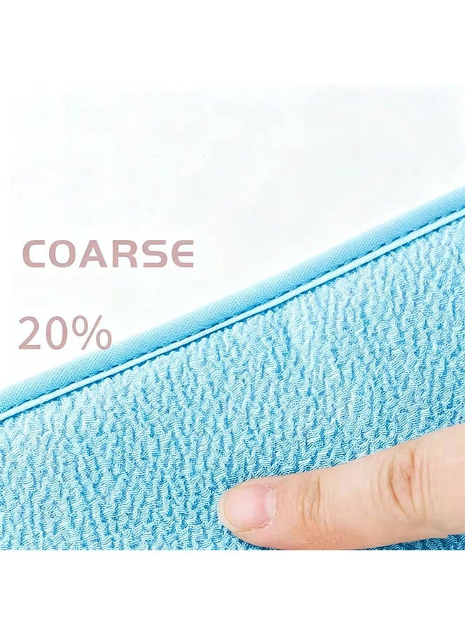 3pcs تقشير طبيعي Loofah اسفنجة مرة أخرى مكرر للدش، لوفا تقشير الحمام حزام & الأسفنجة وسائد & قفاز تقشير، حمام دش مكرر للرجال والنساء (الأزرق) - Image 3